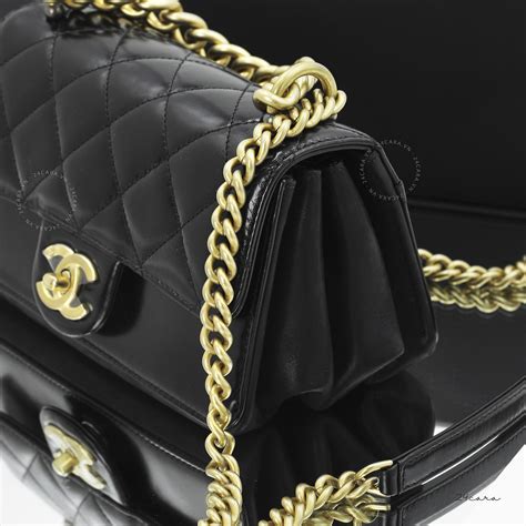 chanel small flap bag gold hardware|Chanel small bag with handle.